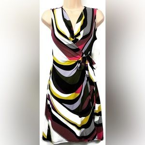 Dana Buchman Womens Sleeveless Psychedelic Print Wrap Dress Size XL